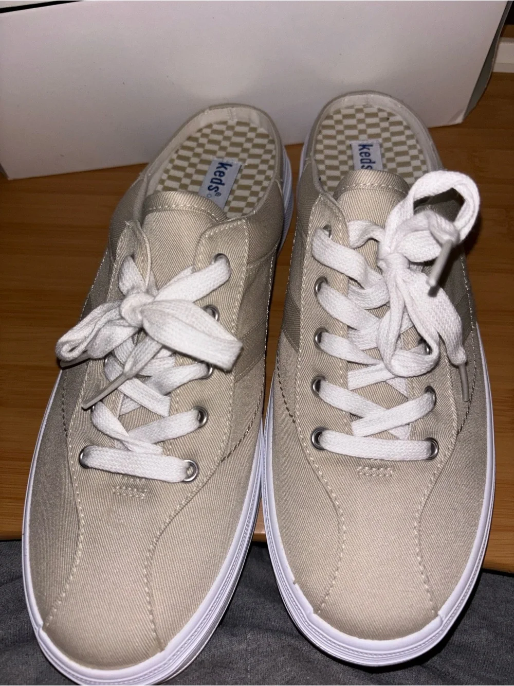 Keds Beige Canvas Sneakers with White Laces